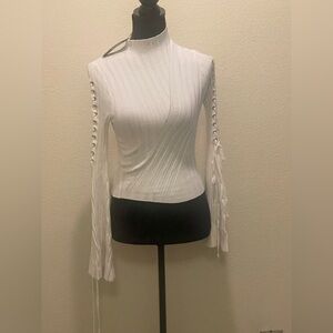 Fashion Nova White Lace-Up Sleeve top